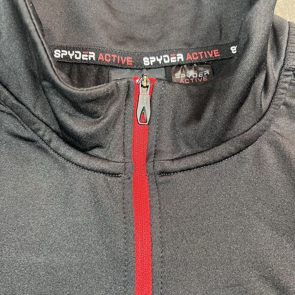 Spyder Sweatshirt Mens Large Black 1/4 Zip Long Sleeve Proweb Active Pullover - Picture 9 of 9